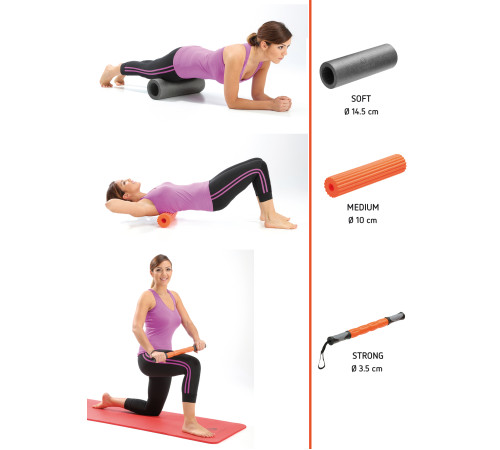 Роллер массажный Sveltus 3-in-1 46 см Серо-оранжевый (SLTS-2550)