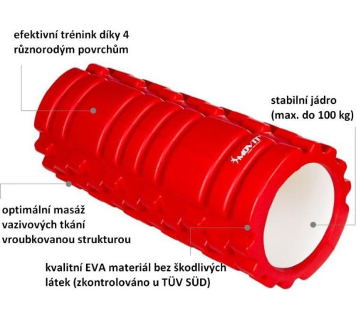 Масажний валик Movit 33 x 14 см, червоний Масажний валик Movit 33 x 14 см, червоний