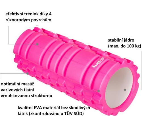 Масажний ролик Movit 33 х 14 см, рожевий