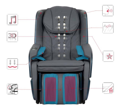 Масажне крісло Casada ECOSONIC 3D, сіре