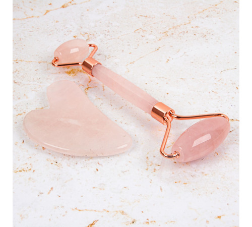 Масажер для обличчя Gua Sha, ролик + камінь inSPORTline Rosado Set Масажер для обличчя Gua Sha, ролик + камінь inSPORTline Rosado Set