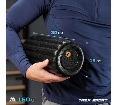 Роллер масажер ребристий Trex Sport TX-030EPR EPP 30см чорний