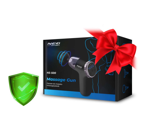 Масажний пістолет багатофункціональний 8 накладок NS-500 Neo-Sport чорний