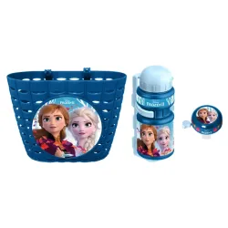 Велосипедний набір Frozen (кошик, пляшка для води, дзвінок) – синій