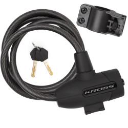 Замок велосипедний спіральний KROSS KZK-110L 10х1800мм + кріплення