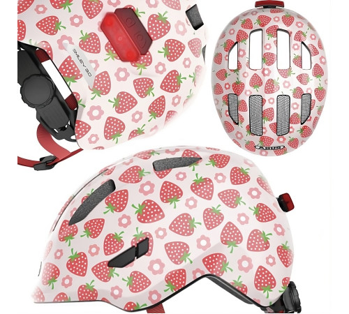 Шолом дитячий ABUS SMILEY 3.0 LED рожева клубніка M