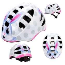 Дитячий велосипедний шолом METEOR MA-2 S 48-52cm біло-сірий з кроликом