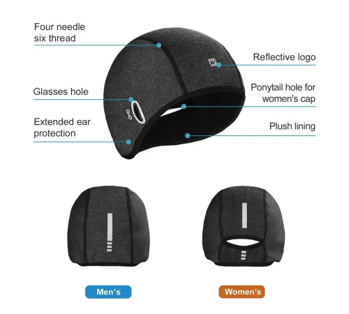 Підшоломник флісовий жіночий Rhinowalk TK21002, чорний