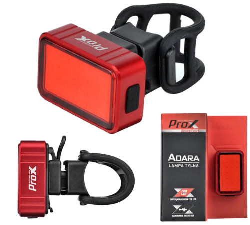 Ліхтар задній /акумулятор/ PROX ADARA COB LED 30lm USB алюміній червоний для підсідельного штиря