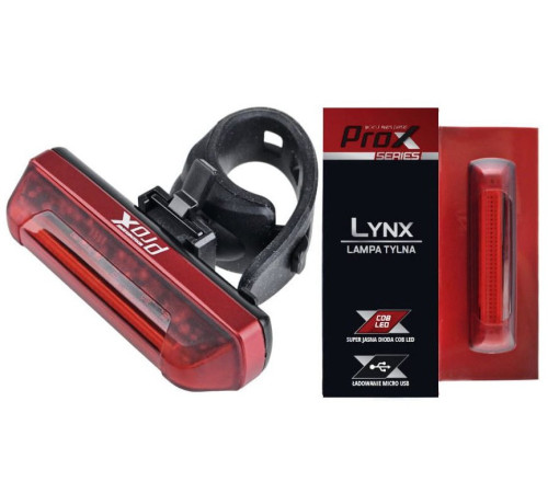 Ліхтар Задній /Акумулятор/ PROX LYNX COB LED 30Lm USB, Чорний Ліхтар Задній /Акумулятор/ PROX LYNX COB LED 30Lm USB, Чорний