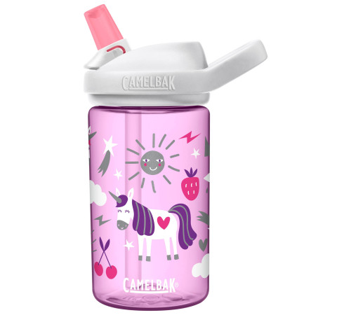 Пляшка CamelBak Eddy+ Kids 400ml рожева з єдинорігами Пляшка CamelBak Eddy+ Kids 400ml рожева з єдинорігами