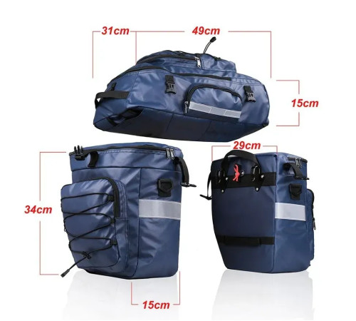 Велобаул 3-в-1 Rhinowalk X21606 65 л, синій