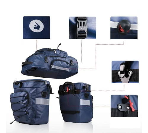 Велобаул 3-в-1 Rhinowalk X21606 65 л, синій