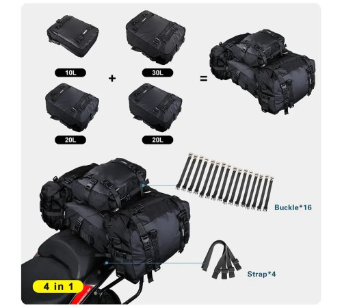 Сумка-рюкзак на багажник Rhinowalk Motorcycle MT21630 30 л, чорна