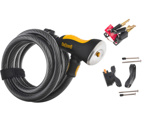 Велосипедний замок ONGUARD Doberman 8028 12х1850мм, 5 ключів, чорно-жовтий Велосипедний замок ONGUARD Doberman 8028 12х1850мм, 5 ключів, чорно-жовтий