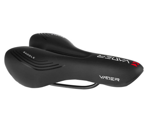 Сідло VADER VD1157B-02 MTB AIR з чорно-червоним отвором Сідло VADER VD1157B-02 MTB AIR з чорно-червоним отвором