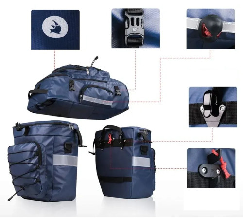 Велобаул 3-в-1 Rhinowalk Transformer X21606 65 л, чорний