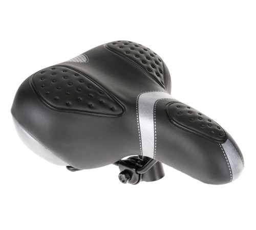 Сідло JET SELLE, довжина 260мм, ширина 225мм, пружини + хомут, чорно-срібний Сідло JET SELLE, довжина 260мм, ширина 225мм, пружини + хомут, чорно-срібний