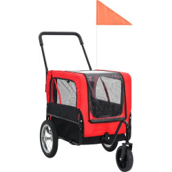 Велосипедний причіп для тварин та бігу VidaXL, червоно-чорний 