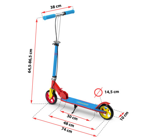Дитячий самокат Ricokids Kodi блакитно-червоний