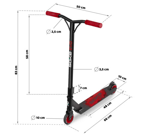 Самокат трюковий SOKE EVO чорно-червоний