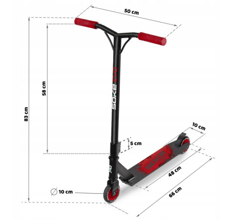 Самокат трюковий SOKE EVO чорно-червоний