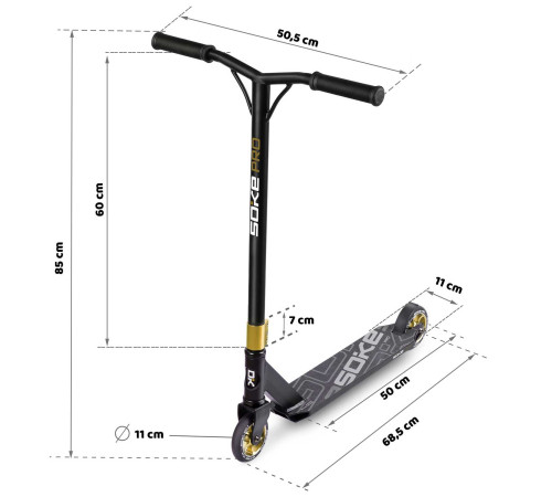 Самокат трюковий SOKE PRO золотисто-чорний