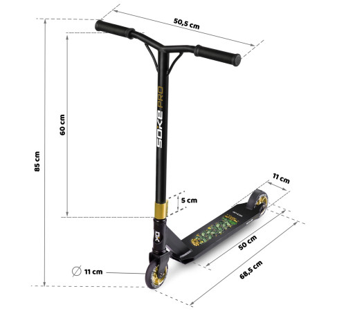 Самокат трюковий SOKE PRO золотисто-чорний