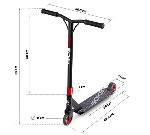 Самокат трюковий SOKE PRO червоний