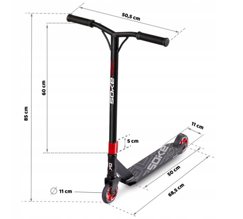Самокат трюковий SOKE PRO червоний