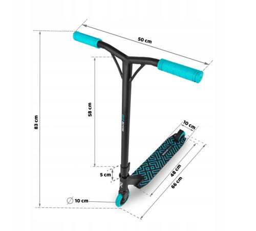 Самокат трюковий SOKE EVO чорно-бірюзовий