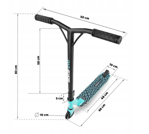 Самокат трюковий SOKE EVO бірюзово-чорний