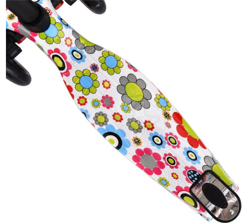 Дитячий самокат триколісний Enero Maxi Flowers чорно-білий