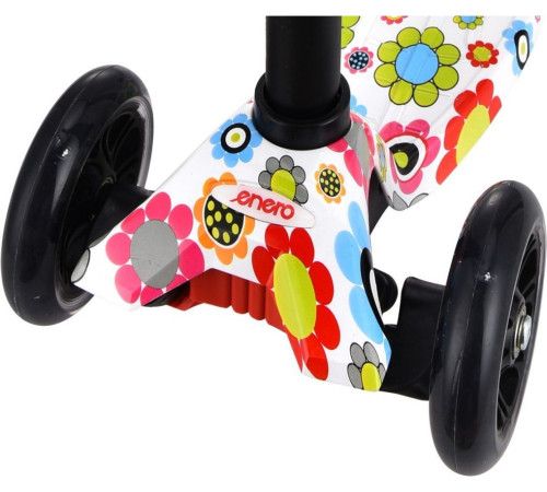 Дитячий самокат триколісний Enero Maxi Flowers чорно-білий