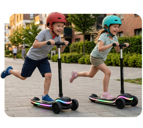 Дитячий самокат триколісний Ricokids Leddi чорний