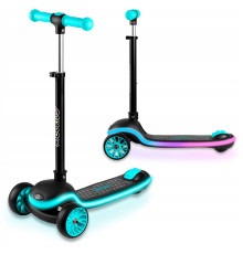 Дитячий самокат триколісний Ricokids Leddi чорно-бірюзовий