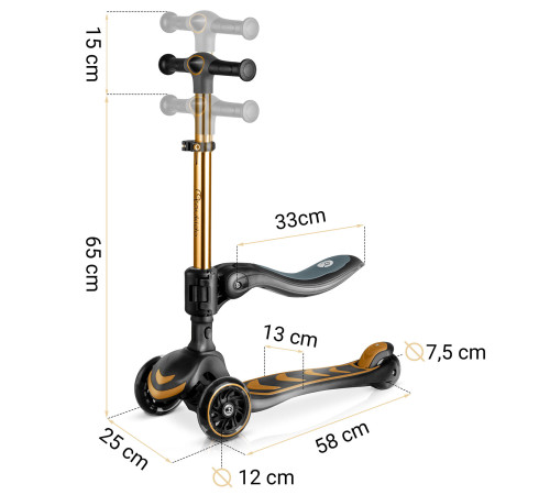 Самокат дитячий триколісний Nukido Filippo золотистий