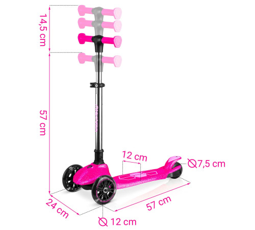 Самокат дитячий триколісний Ricokids Jelly рожевий