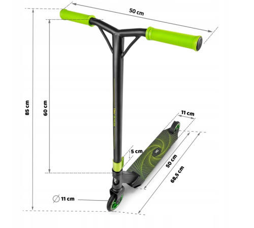 Самокат трюковий SOKE PRO жовто‑зелений
