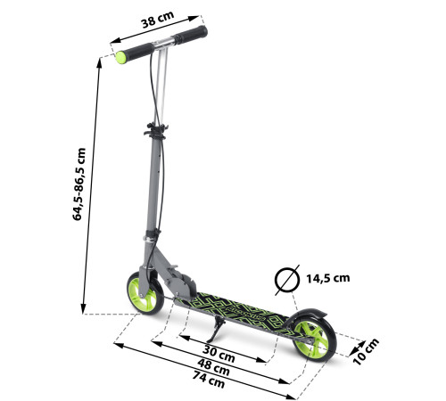 Дитячий самокат Ricokids Kodi сіро-зелений