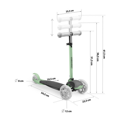 Дитячий самокат триколісний Ricokids Loco зелений
