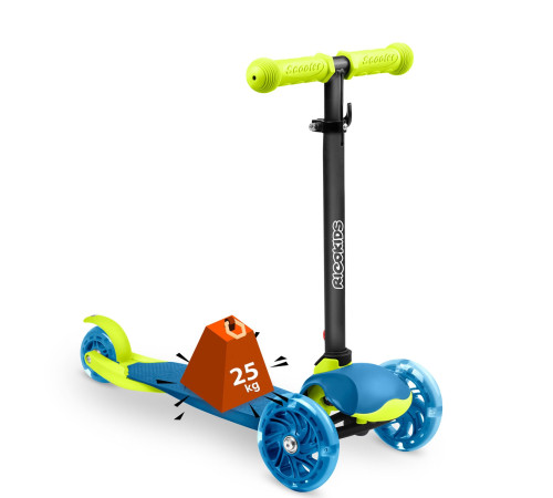 Дитячий самокат триколісний Ricokids Loco блакитно-зелений