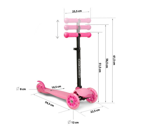 Дитячий самокат триколісний Ricokids Loco рожевий