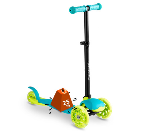 Самокат дитячий триколісний Ricokids Loco бірюзовий Самокат дитячий триколісний Ricokids Loco бірюзовий