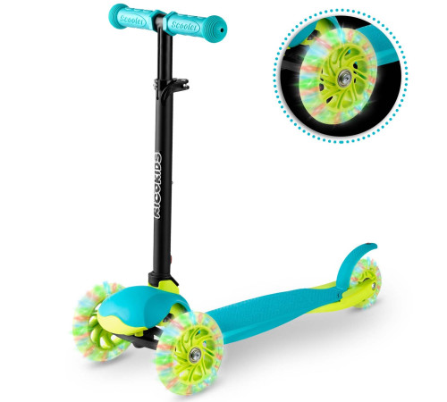 Дитячий самокат триколісний Ricokids Loco бірюзовий