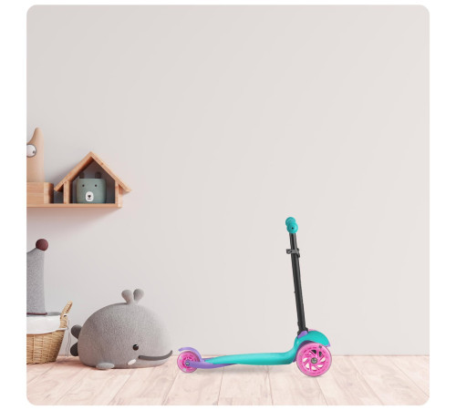 Дитячий самокат триколісний Ricokids Loco бірюзово-рожевий