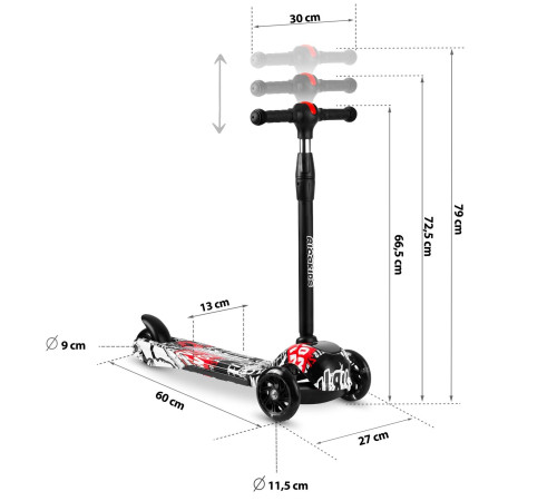 Дитячий самокат триколісний Ricokids Piko чорний