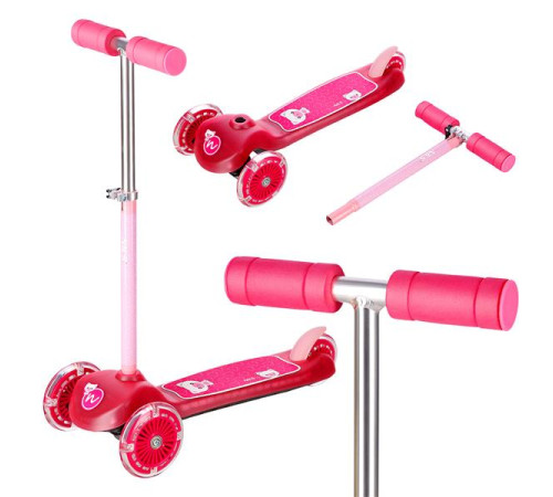 Дитячий самокат триколісний NILS FUN HLB001 рожевий