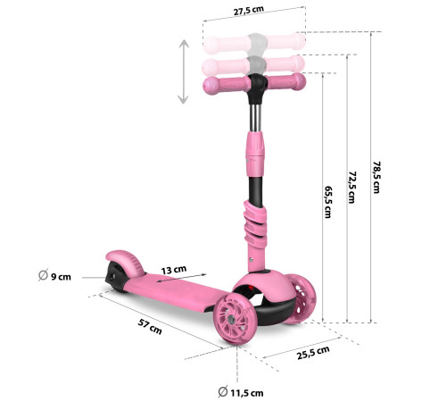 Дитячий самокат триколісний Ricokids Todi рожевий