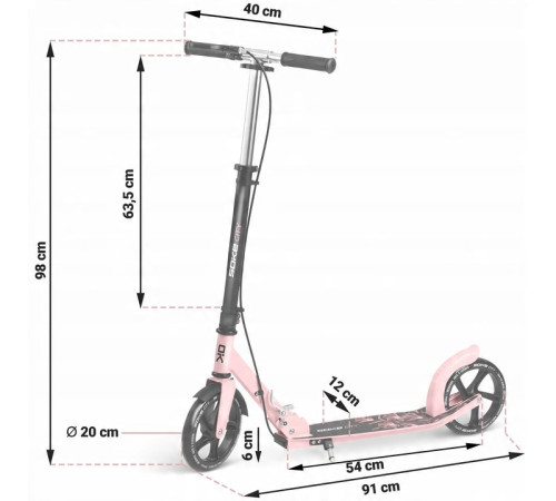 Самокат Soke City 1591 чорно-рожевий